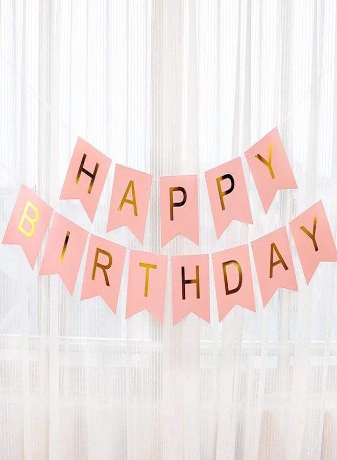 Skywalk Happy Birthday Banner Bunting Flag/Banner for Birthday Reception/Birthday Decoration Material (PINK) - Image 1